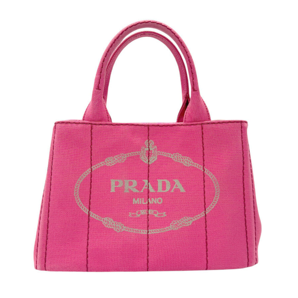 Prada handbag tote bag shoulder Canapa canvas pink